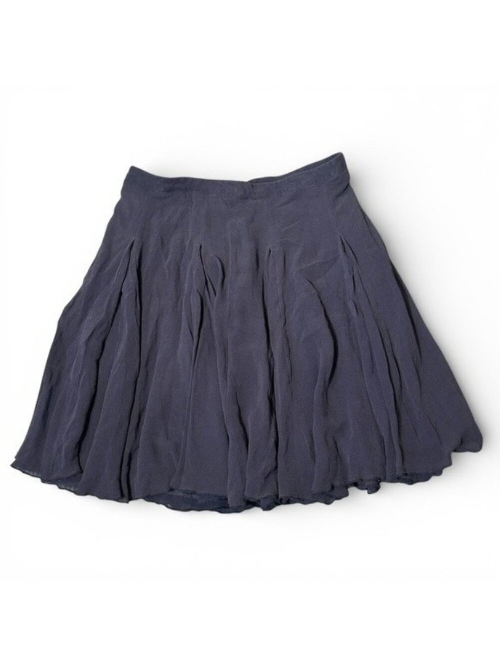 Rena Lange US 8? Skirt Pleated Silk Chiffon Blue Quiet Luxury Flowy Timeless